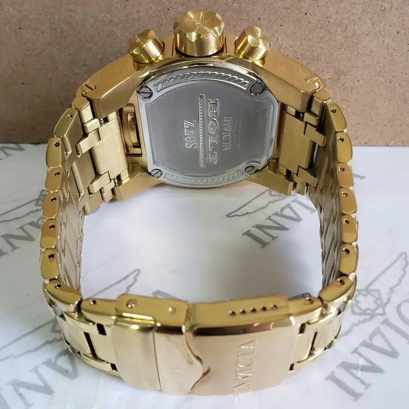 Invicta Zeus Magnum Men's Elegant Waterproof Stately Style 18K Gold Plated Watch + Gift in Box