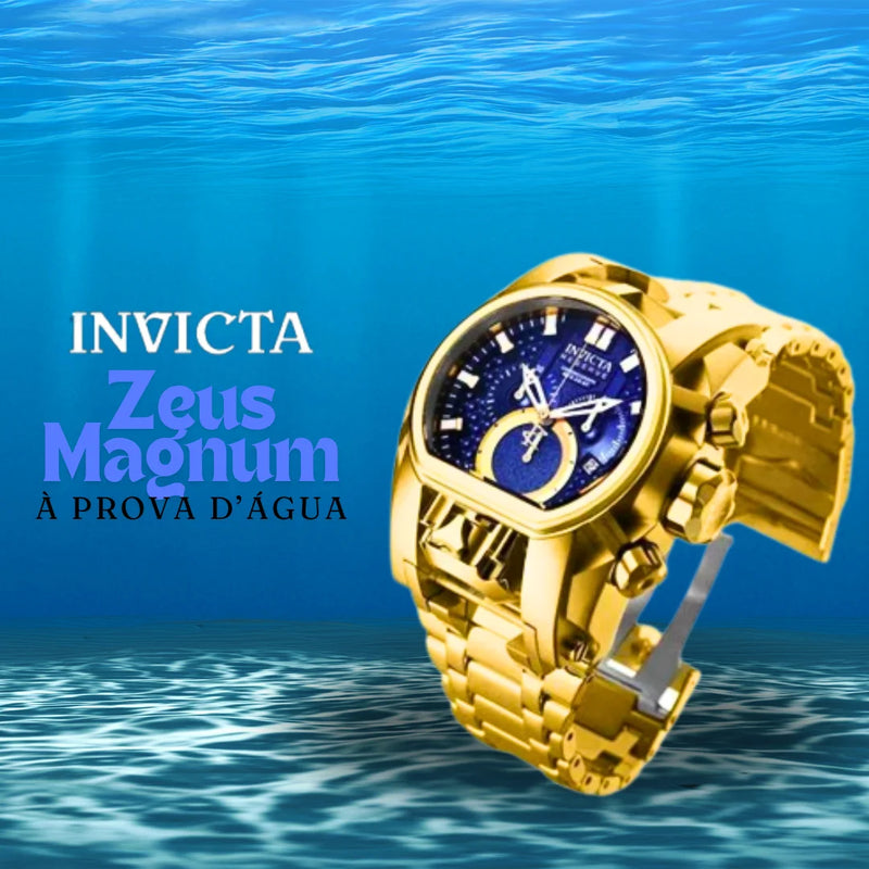 Invicta Zeus Magnum Men's Elegant Waterproof Stately Style 18K Gold Plated Watch + Gift in Box