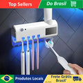 Suporte Dispenser Aplicador Pasta Escova de Dentes Esterilizador Com Luz UV Antibacteriano Automático Banheiro