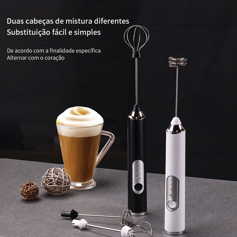 Batedor Misturador Mixer Elétrico para Bebidas Leite Café Clara portátil de Ovo 2 em 1