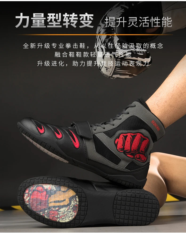 Professional Unisex Boxing Shoes, Breathable and Comfortable Wrestling Shoes, Combat Sports Shoes, Fitness Training Shoes