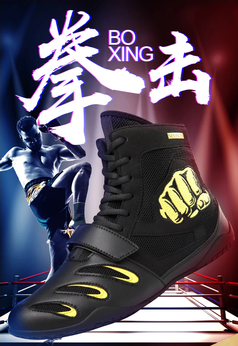 Professional Unisex Boxing Shoes, Breathable and Comfortable Wrestling Shoes, Combat Sports Shoes, Fitness Training Shoes