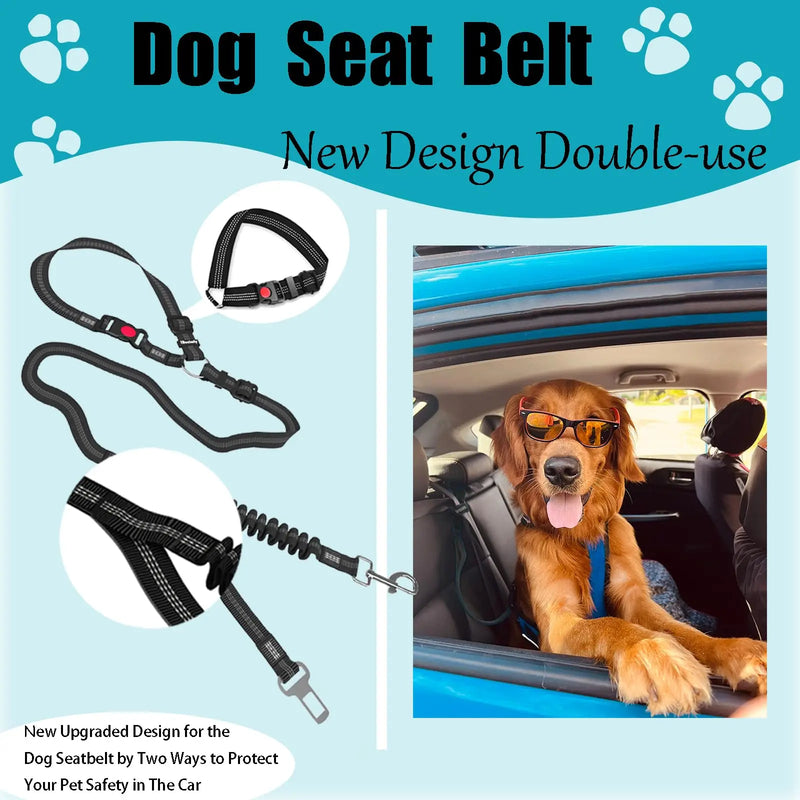 Ajustável e Heavy Duty Dog Car Seat Belt, Listrado Nylon, Grande corda de tração do cão para passeios de carro