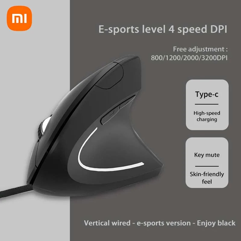 Xiaomi mouse vertical sem fio bluetooth 2.4ghz ergonomia mouses para jogos 1600dpi ajustável escritórios teclados eletrônicos ópticos