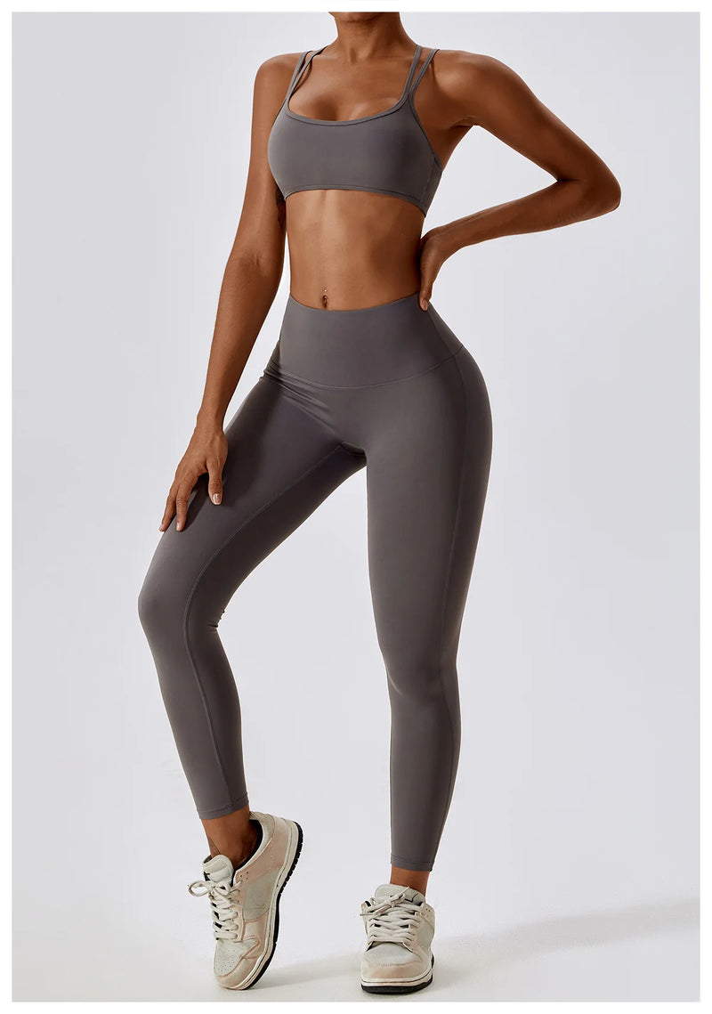 Yoga Clothing Sets Women Athletic Wear High Waist Leggings And Top Two Piece Set Seamless Gym Tracksuit Fitness Workout Outfits