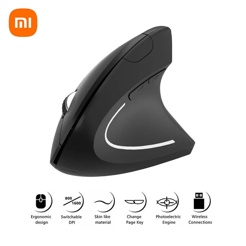 Xiaomi mouse vertical sem fio bluetooth 2.4ghz ergonomia mouses para jogos 1600dpi ajustável escritórios teclados eletrônicos ópticos