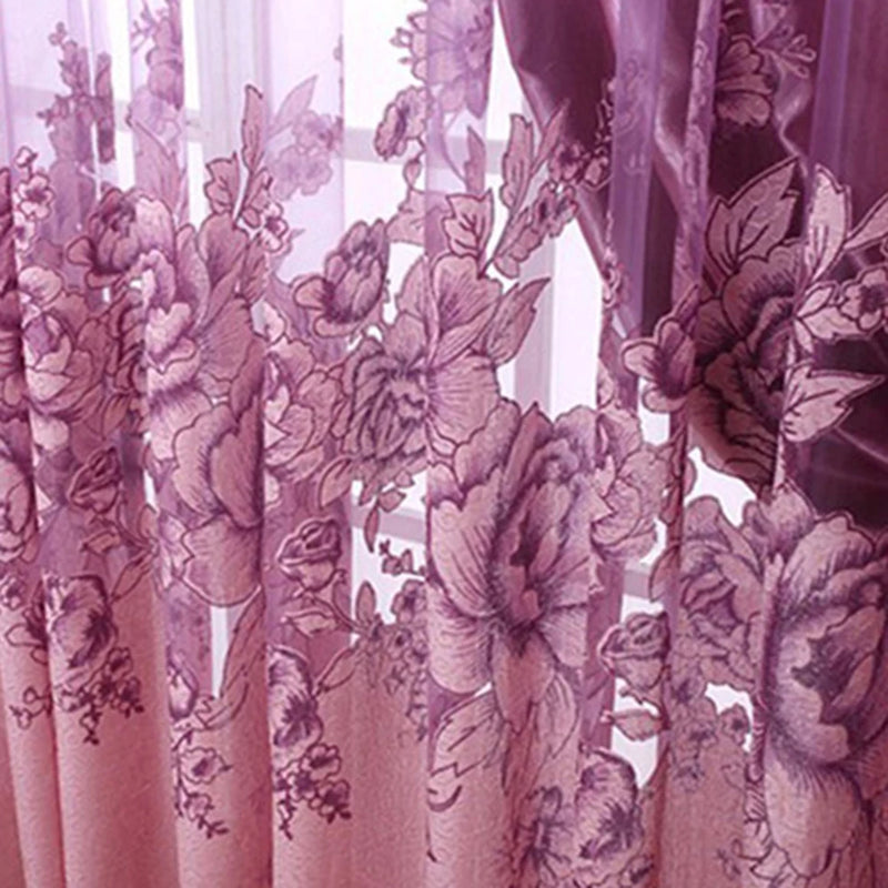 Flower Jacquard Tulle Window Curtain, Drape Lace, Voile Sheer Bordado, Quarto, Varanda, Living Room Decor, 100x250cm, 1Pc