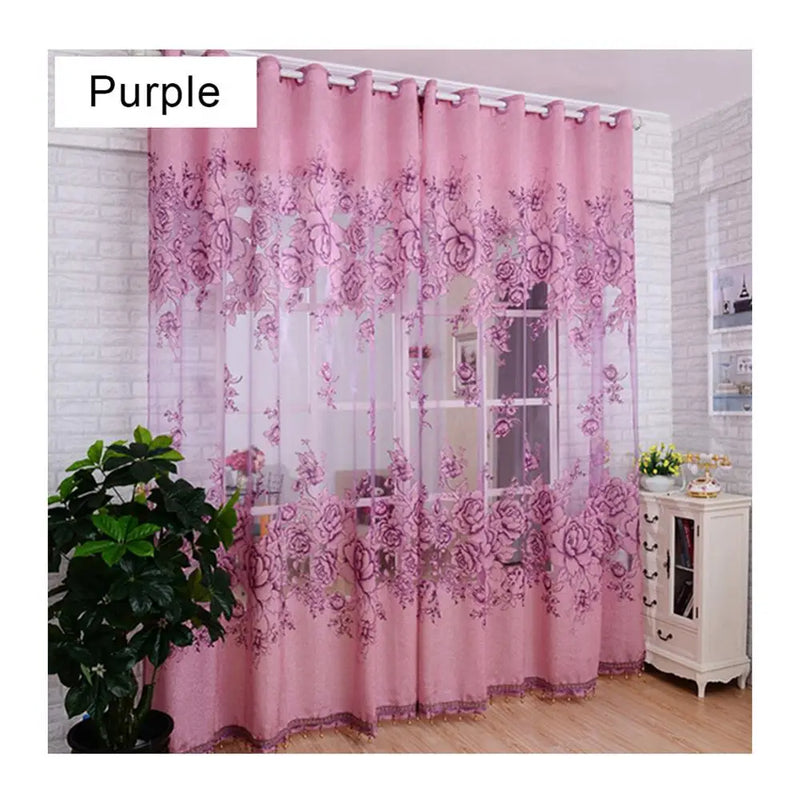 Flower Jacquard Tulle Window Curtain, Drape Lace, Voile Sheer Bordado, Quarto, Varanda, Living Room Decor, 100x250cm, 1Pc