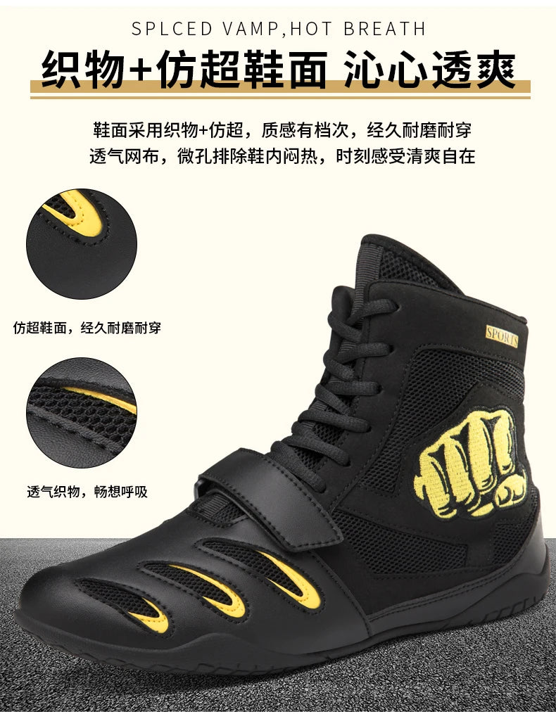 Professional Unisex Boxing Shoes, Breathable and Comfortable Wrestling Shoes, Combat Sports Shoes, Fitness Training Shoes