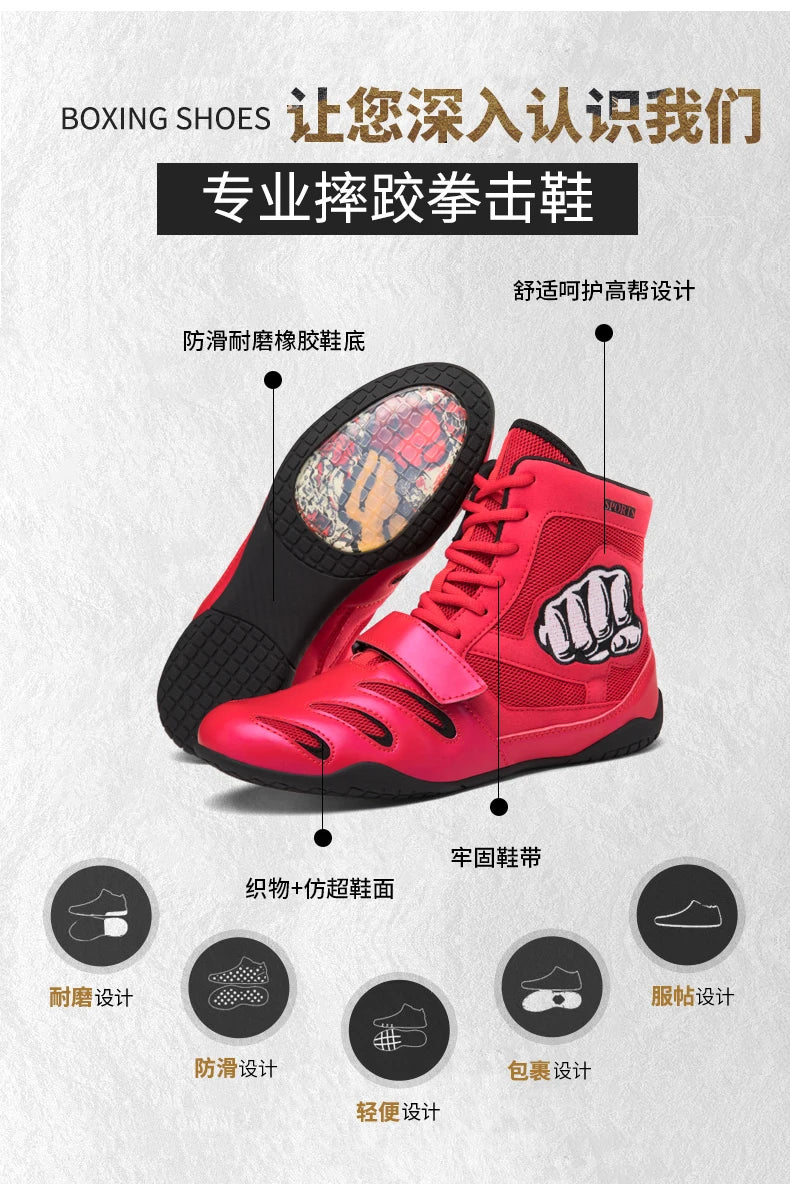 Professional Unisex Boxing Shoes, Breathable and Comfortable Wrestling Shoes, Combat Sports Shoes, Fitness Training Shoes