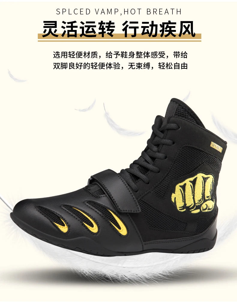 Professional Unisex Boxing Shoes, Breathable and Comfortable Wrestling Shoes, Combat Sports Shoes, Fitness Training Shoes