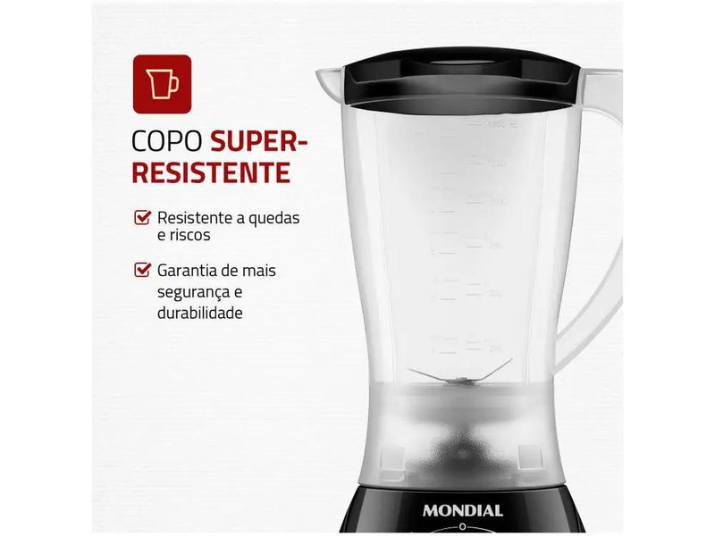 Liquidificador Mondial Easy Power L-550-W Preto 2 Velocidades 550W - 220V