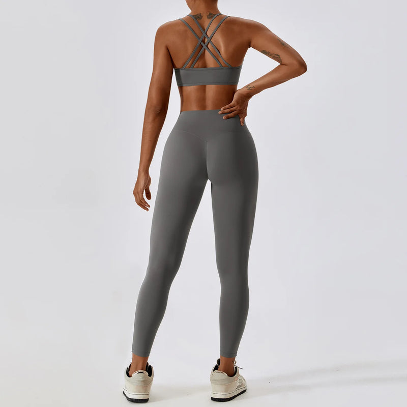 Yoga Clothing Sets Women Athletic Wear High Waist Leggings And Top Two Piece Set Seamless Gym Tracksuit Fitness Workout Outfits