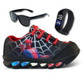 tenis de led infantil masculino homem aranha com luzinha meninos mais relogio e oculos